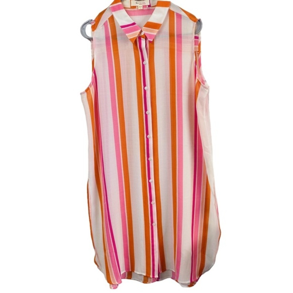 Vince Camuto Striped Swim Suit Cover Up Large
